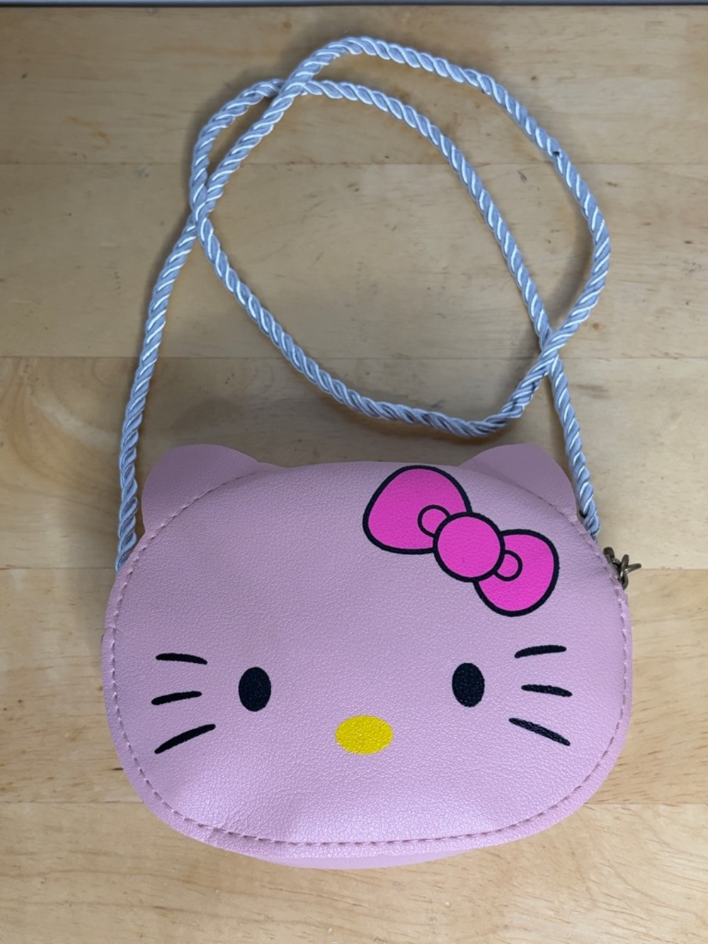 Pink Cat Face Crossbody Bag with Bow